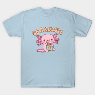 Funny Snaxolotl Axolotl Munching On Potato Chips T-Shirt
